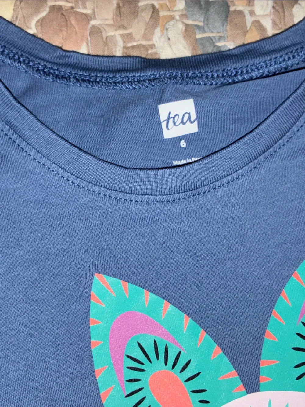 Tea Collection Navy Long-Sleeve Tee with Colorful Fox Graphic